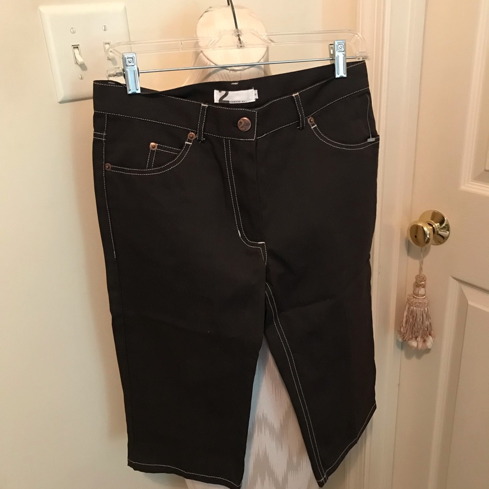 Katayone Adeli size 6 Rare rare rare cropped pants new black with top stitch
